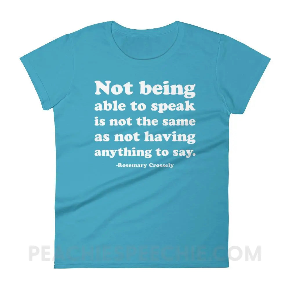 Crossely Quote Women’s Trendy Tee - Caribbean Blue / S T-Shirts & Tops peachiespeechie.com