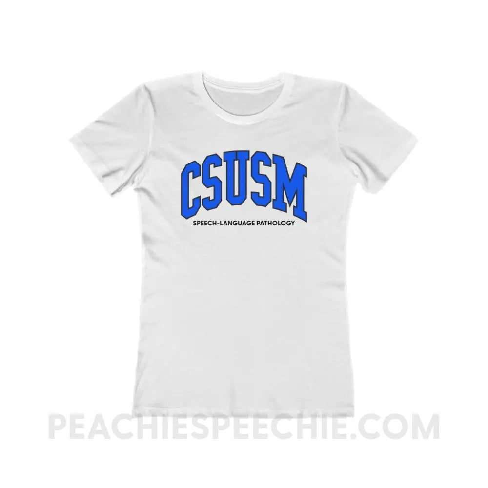 CSUSM College Arch Women’s Fitted Tee - Solid White / S - custom product peachiespeechie.com