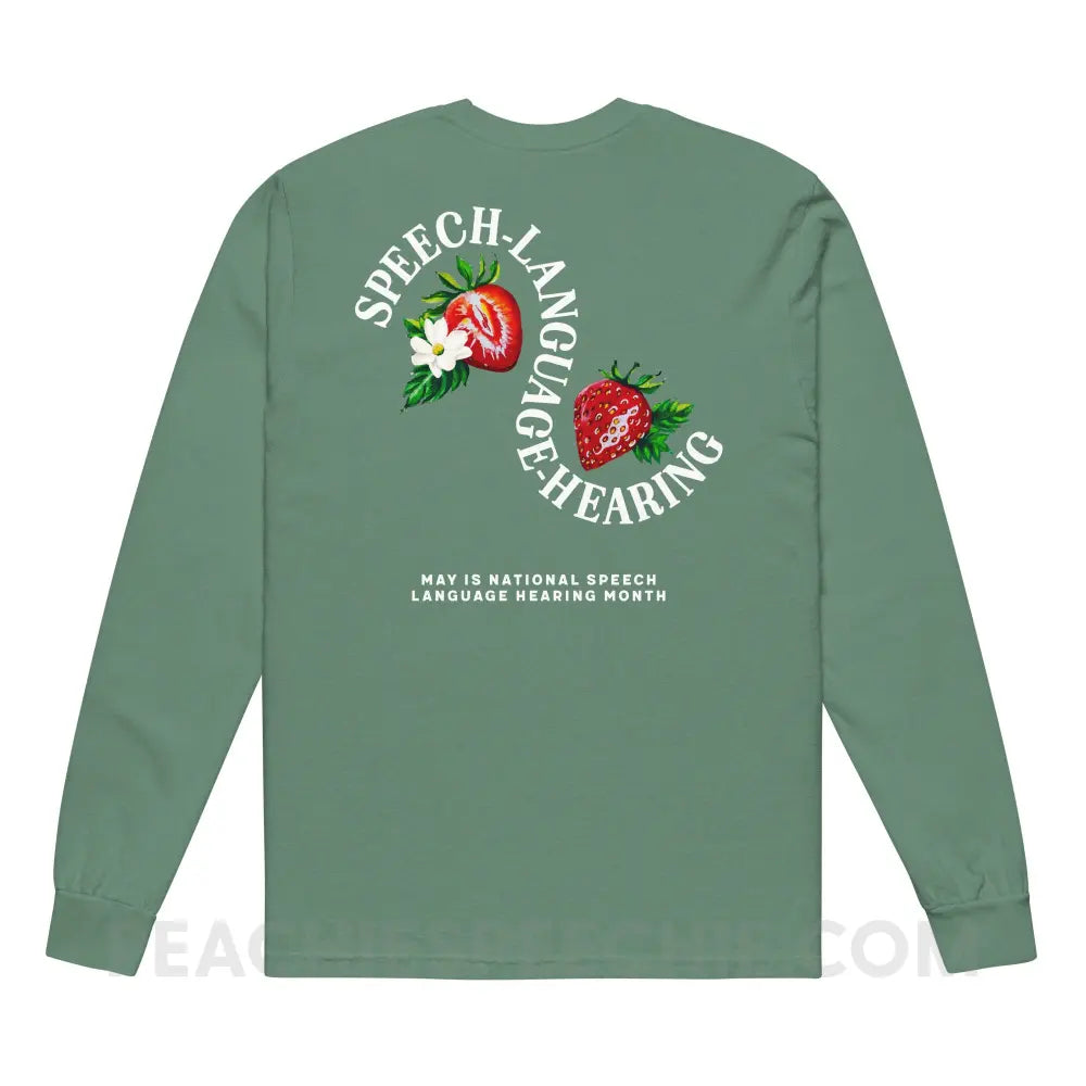 Cultivate Communication NSLHM Strawberries Comfort Colors Long Sleeve - peachiespeechie.com
