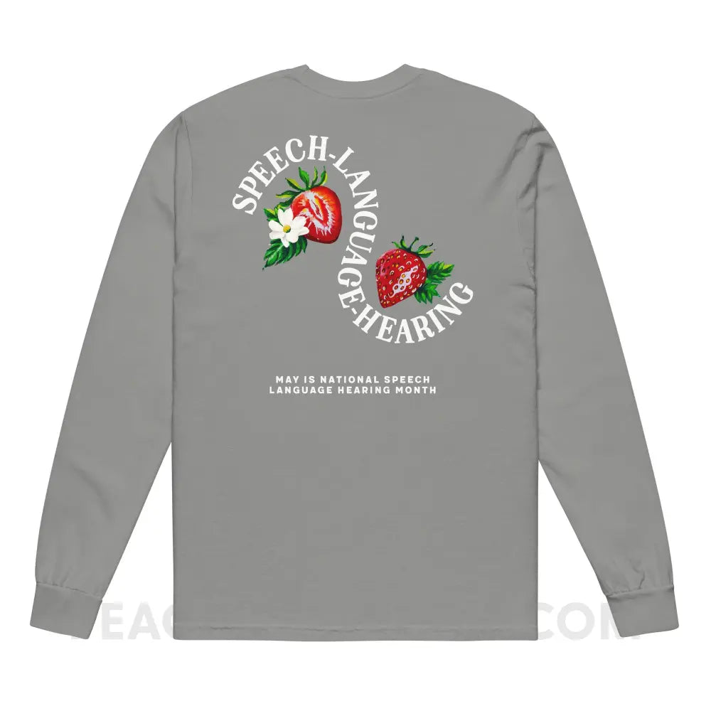 Cultivate Communication NSLHM Strawberries Comfort Colors Long Sleeve - peachiespeechie.com