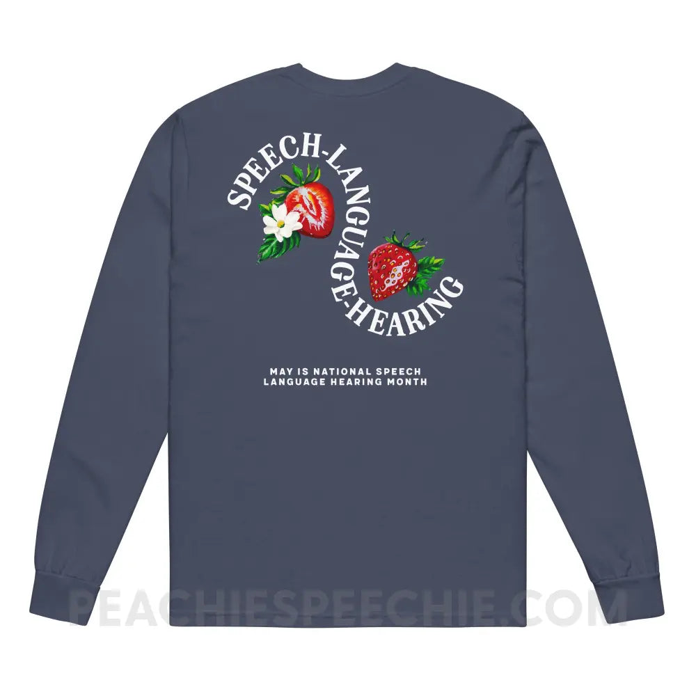 Cultivate Communication NSLHM Strawberries Comfort Colors Long Sleeve - peachiespeechie.com