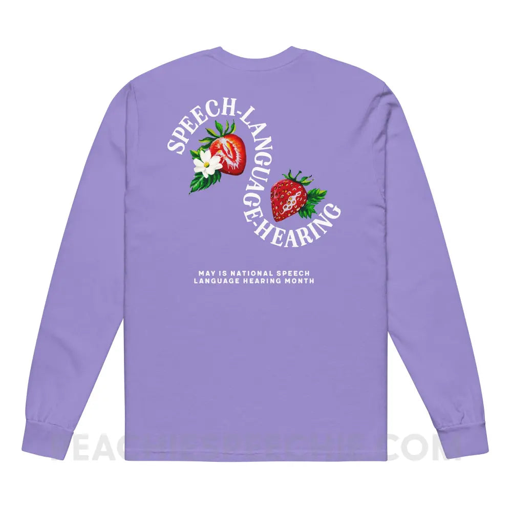 Cultivate Communication NSLHM Strawberries Comfort Colors Long Sleeve - peachiespeechie.com