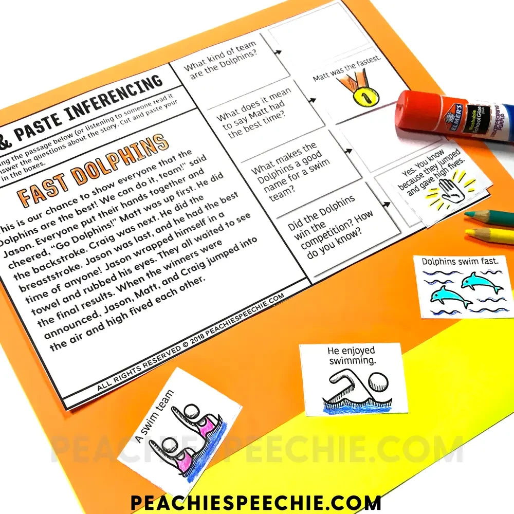 Cut and Paste Inferencing Stories - Materials peachiespeechie.com