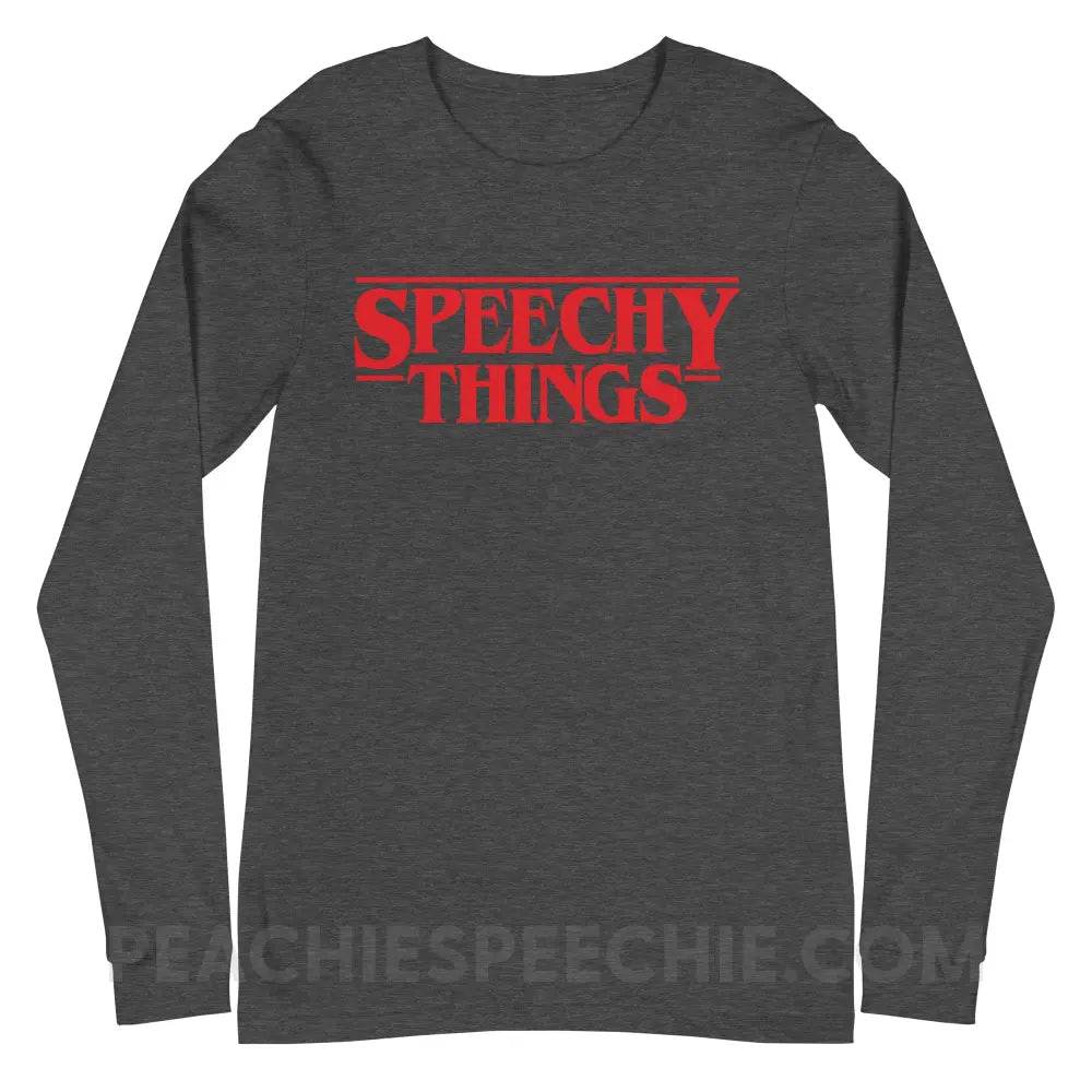 Speechy Things Premium Long Sleeve - Dark Grey Heather / XS - peachiespeechie.com