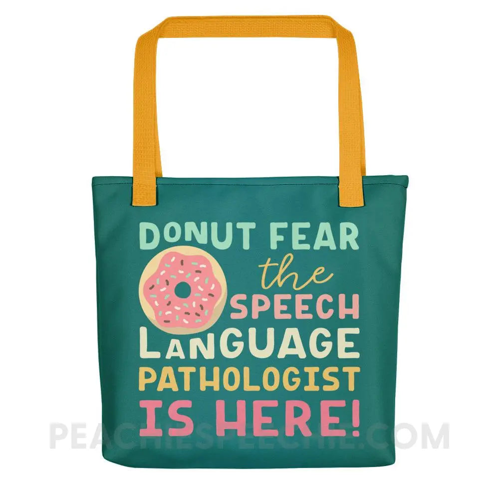 Donut Fear The SLP Is Here Tote Bag - Yellow - Bags peachiespeechie.com