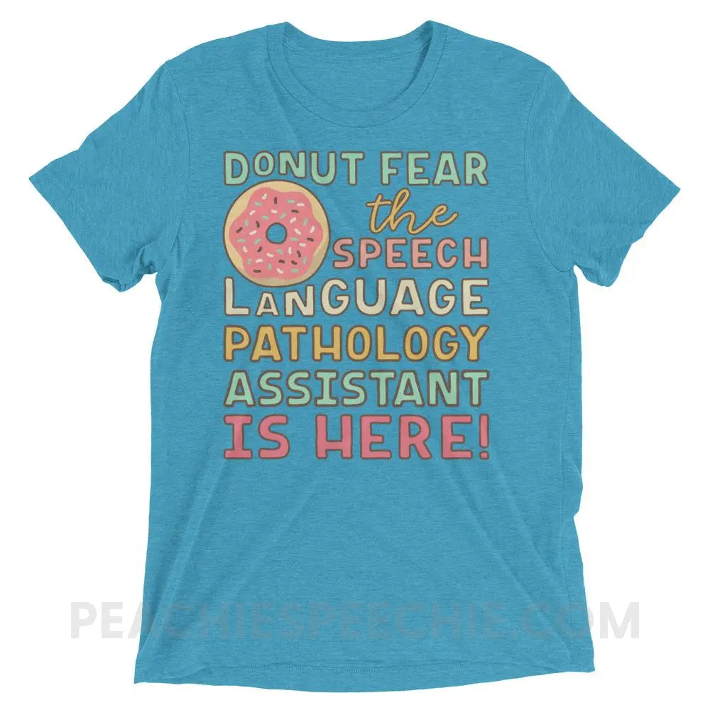 Donut Fear The SLPA Is Here Tri-Blend Tee - Aqua Triblend / XS - T-Shirts & Tops peachiespeechie.com