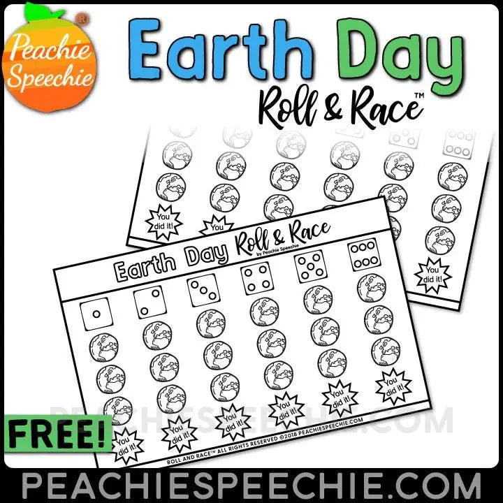 Earth Day Roll and Race - Open Ended Dice Game - Materials - peachiespeechie.com