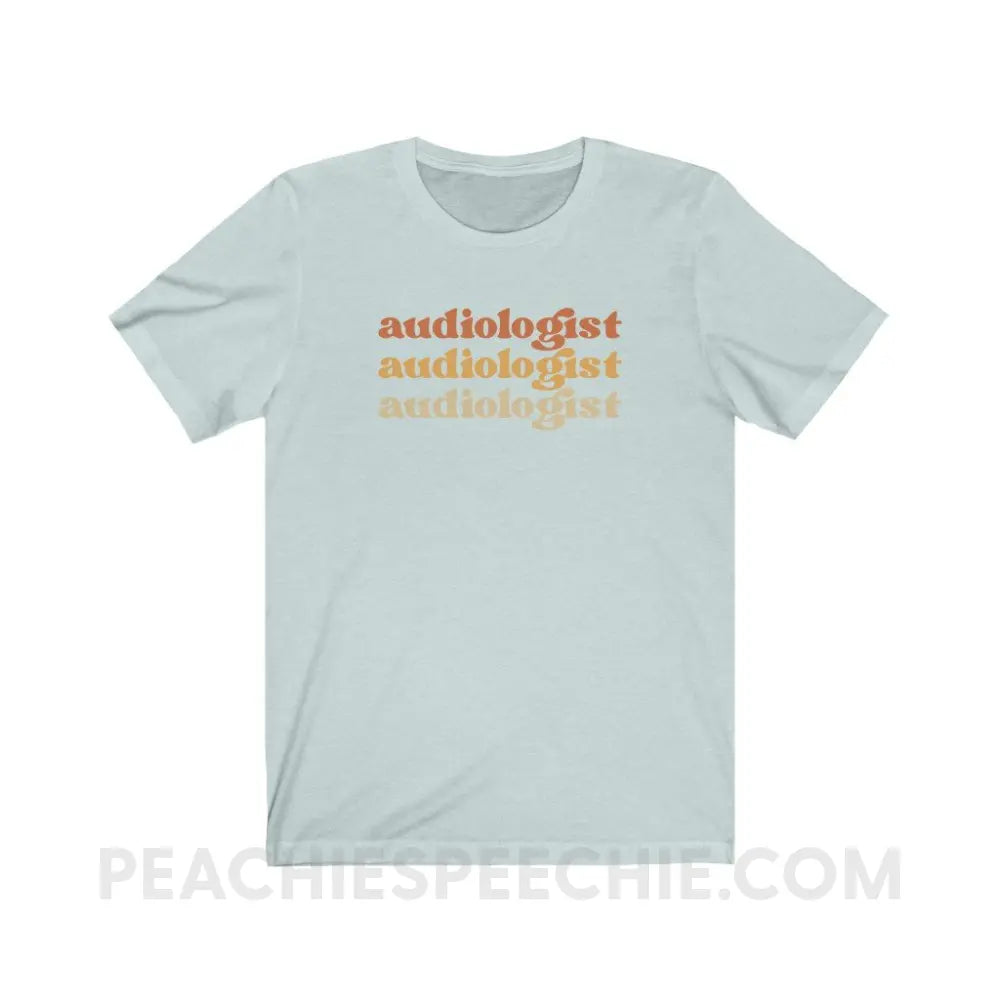 Earthy Audiologist Premium Soft Tee - Heather Ice Blue / S - T-Shirt peachiespeechie.com