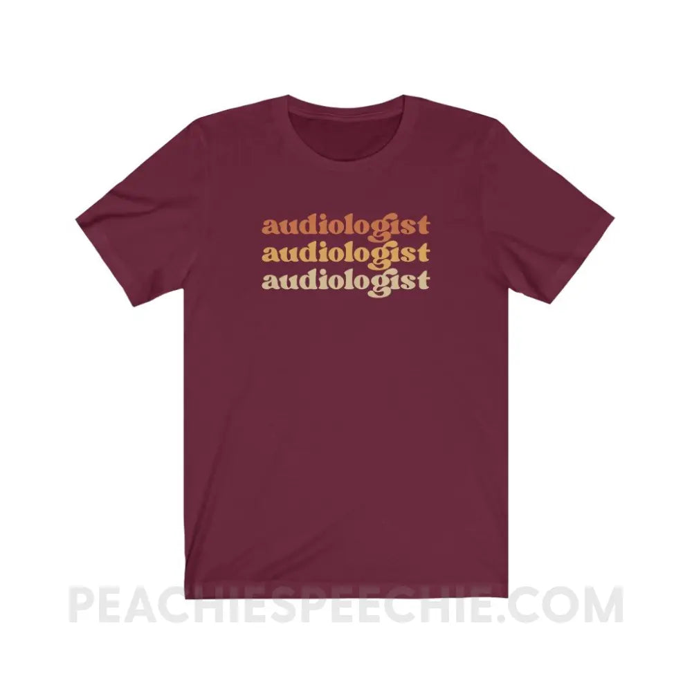 Earthy Audiologist Premium Soft Tee - Maroon / S - T-Shirt peachiespeechie.com