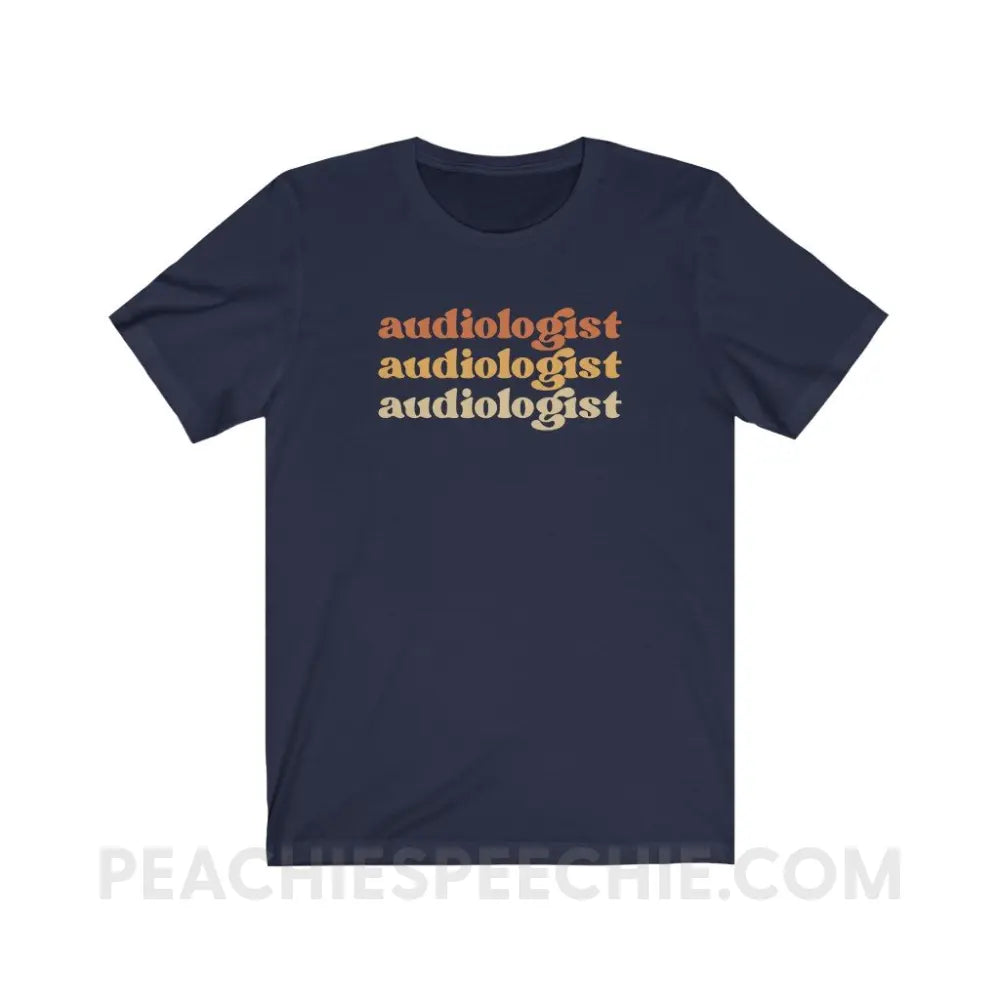 Earthy Audiologist Premium Soft Tee - Navy / S - T-Shirt peachiespeechie.com