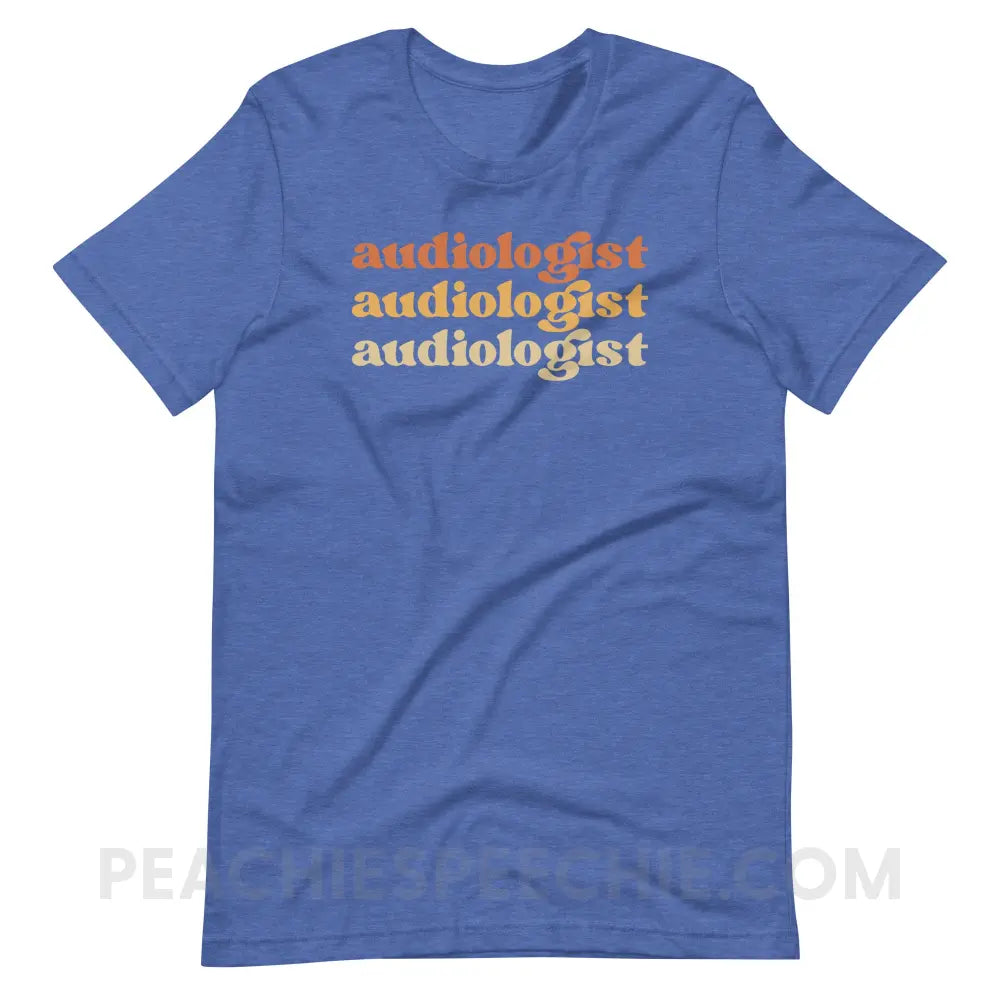 Earthy Audiologist Premium Soft Tee - Heather True Royal / S - T-Shirt peachiespeechie.com