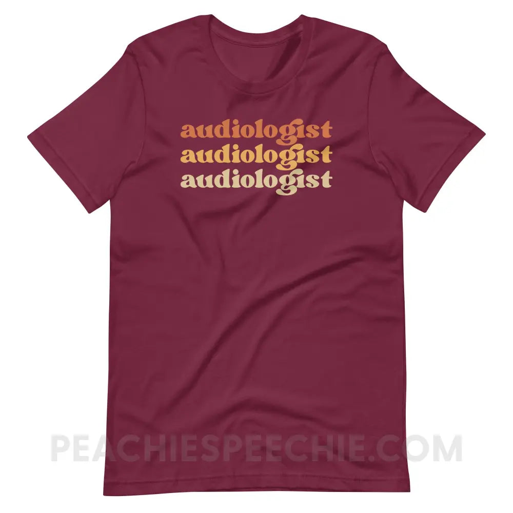 Earthy Audiologist Premium Soft Tee - Maroon / S - T-Shirt peachiespeechie.com