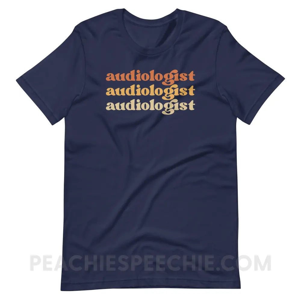 Earthy Audiologist Premium Soft Tee - Navy / S - T-Shirt peachiespeechie.com