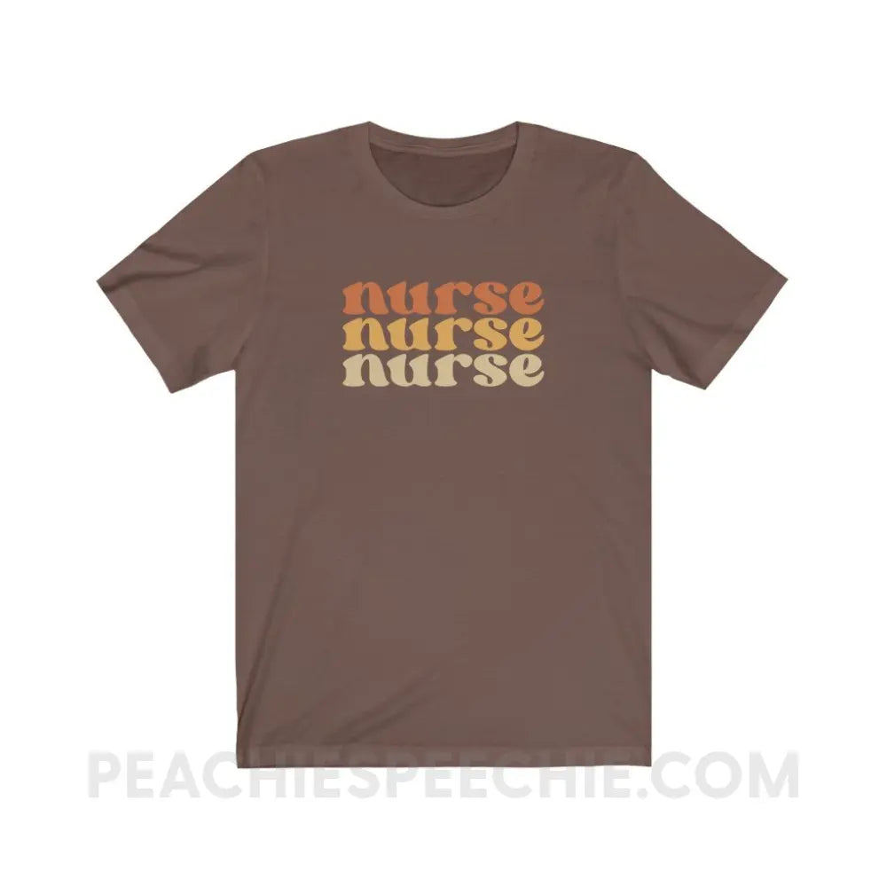 Earthy Nurse Premium Soft Tee - Brown / S - T-Shirt peachiespeechie.com