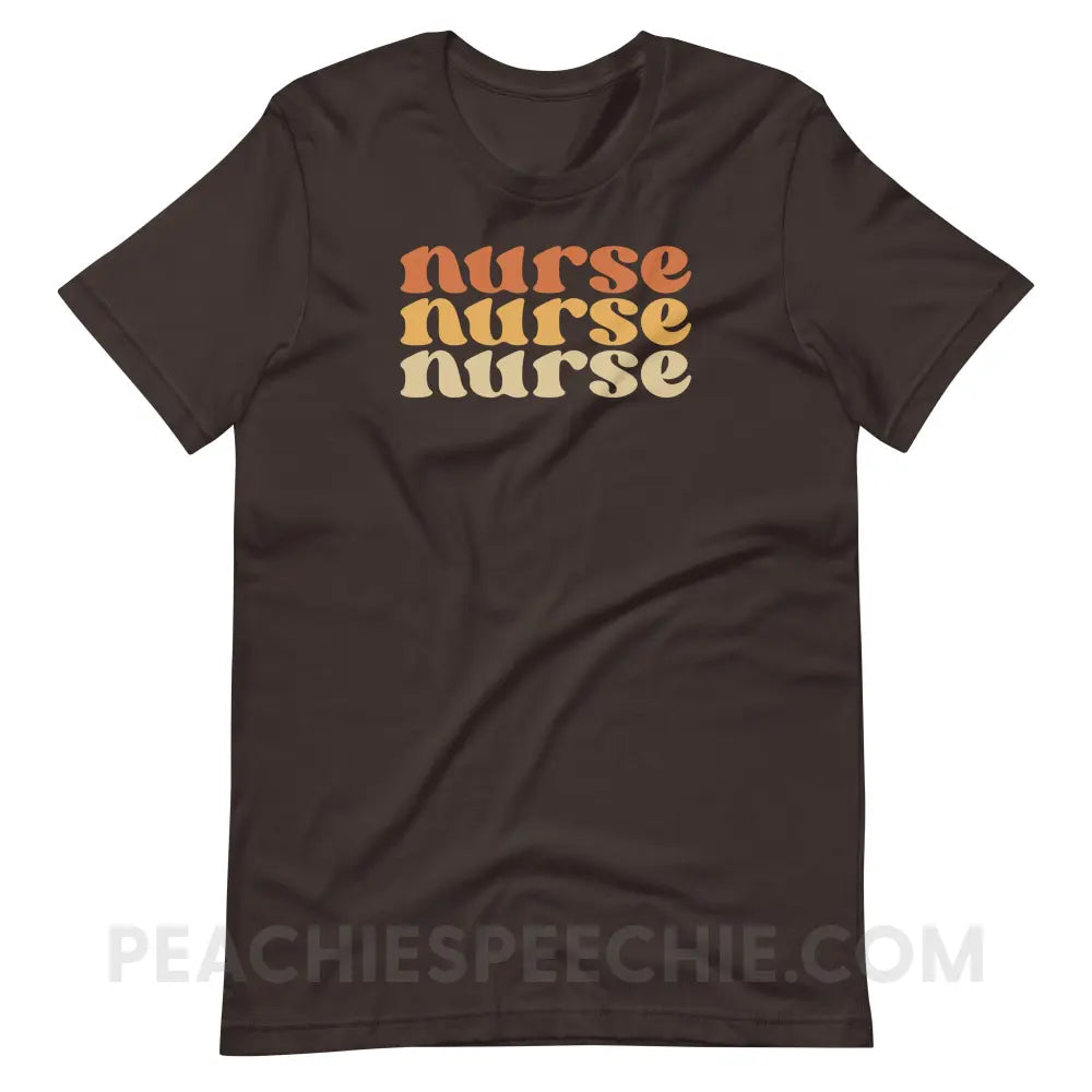 Earthy Nurse Premium Soft Tee - Brown / S - T-Shirt peachiespeechie.com