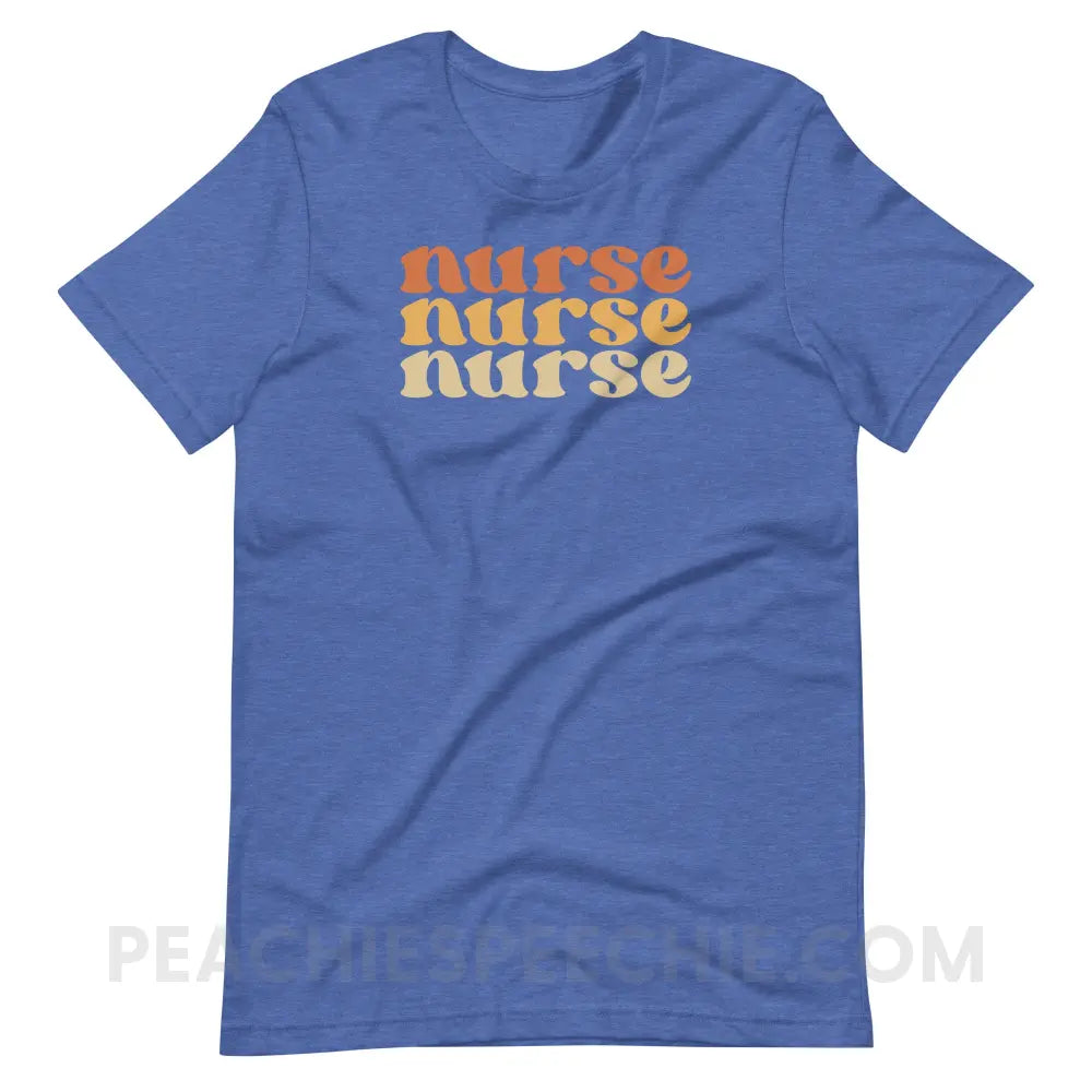 Earthy Nurse Premium Soft Tee - Heather True Royal / S - T-Shirt peachiespeechie.com