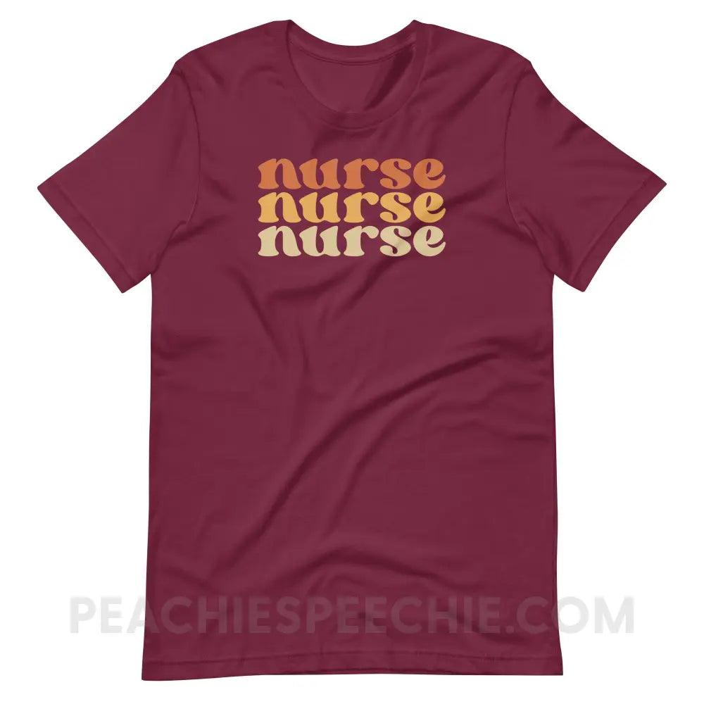 Earthy Nurse Premium Soft Tee - Maroon / S - T-Shirt peachiespeechie.com