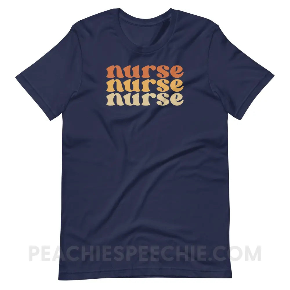 Earthy Nurse Premium Soft Tee - Navy / S - T-Shirt peachiespeechie.com