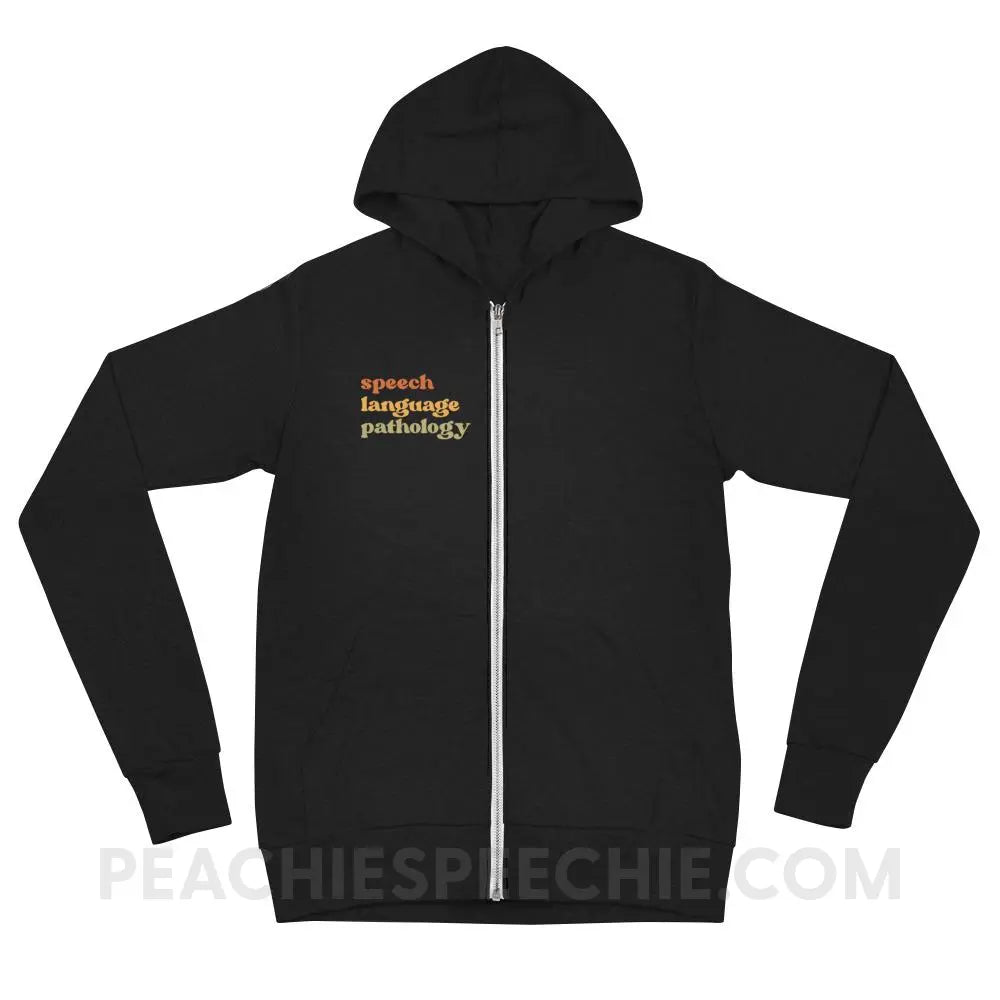 Earthy SLP Peachie Speechie Zip Hoodie - Solid Black Triblend / XS - Hoodies & Sweatshirts peachiespeechie.com