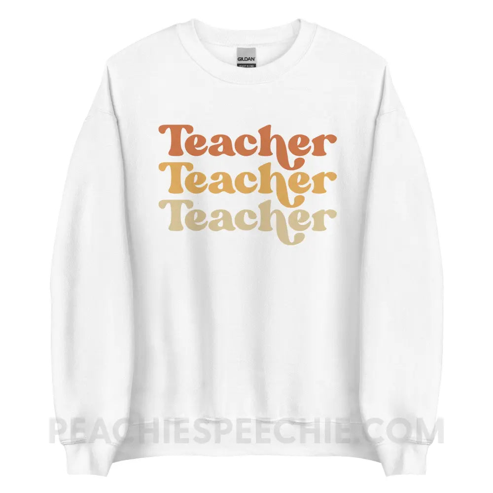 Earthy Retro Teacher Classic Sweatshirt - White / S - peachiespeechie.com