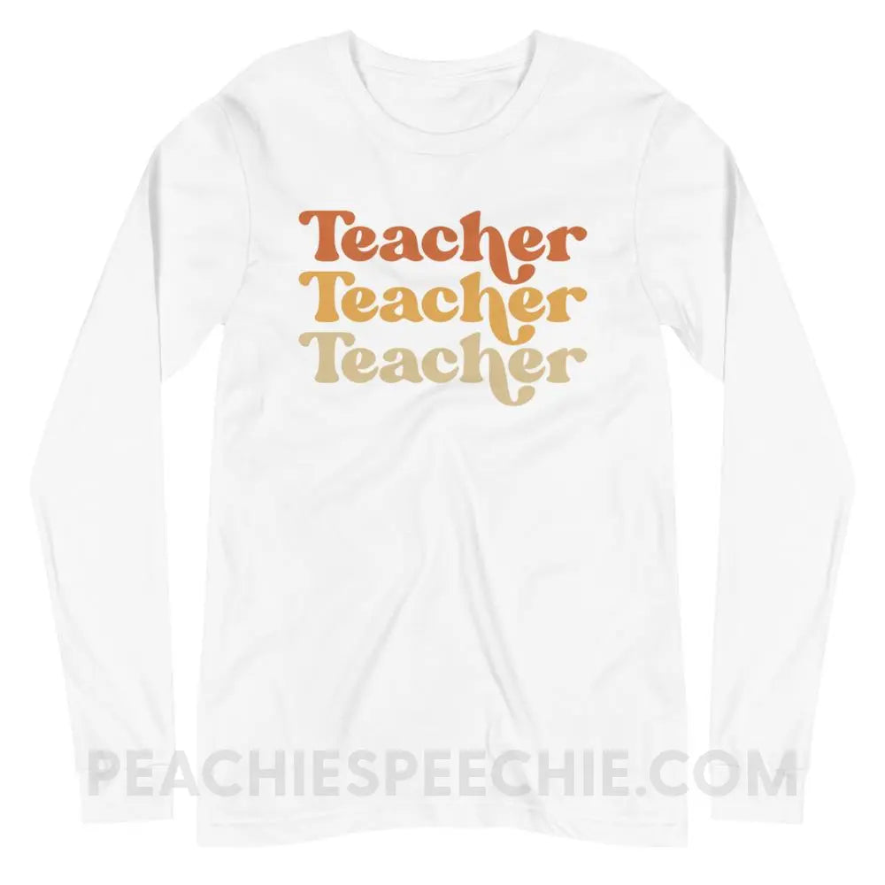 Earthy Retro Teacher Premium Long Sleeve - White / XS - peachiespeechie.com