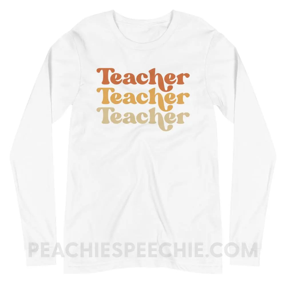 Earthy Retro Teacher Premium Long Sleeve - White / XS - peachiespeechie.com