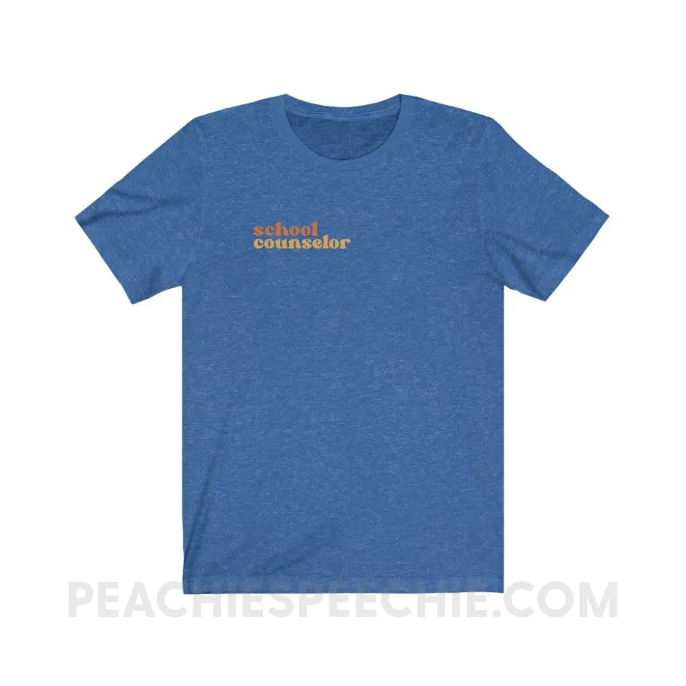 Earthy School Counselor Premium Soft Tee - Heather True Royal / S - T-Shirt peachiespeechie.com