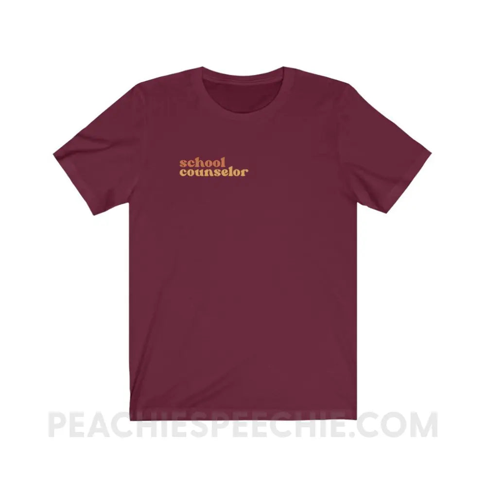 Earthy School Counselor Premium Soft Tee - Maroon / S - T-Shirt peachiespeechie.com