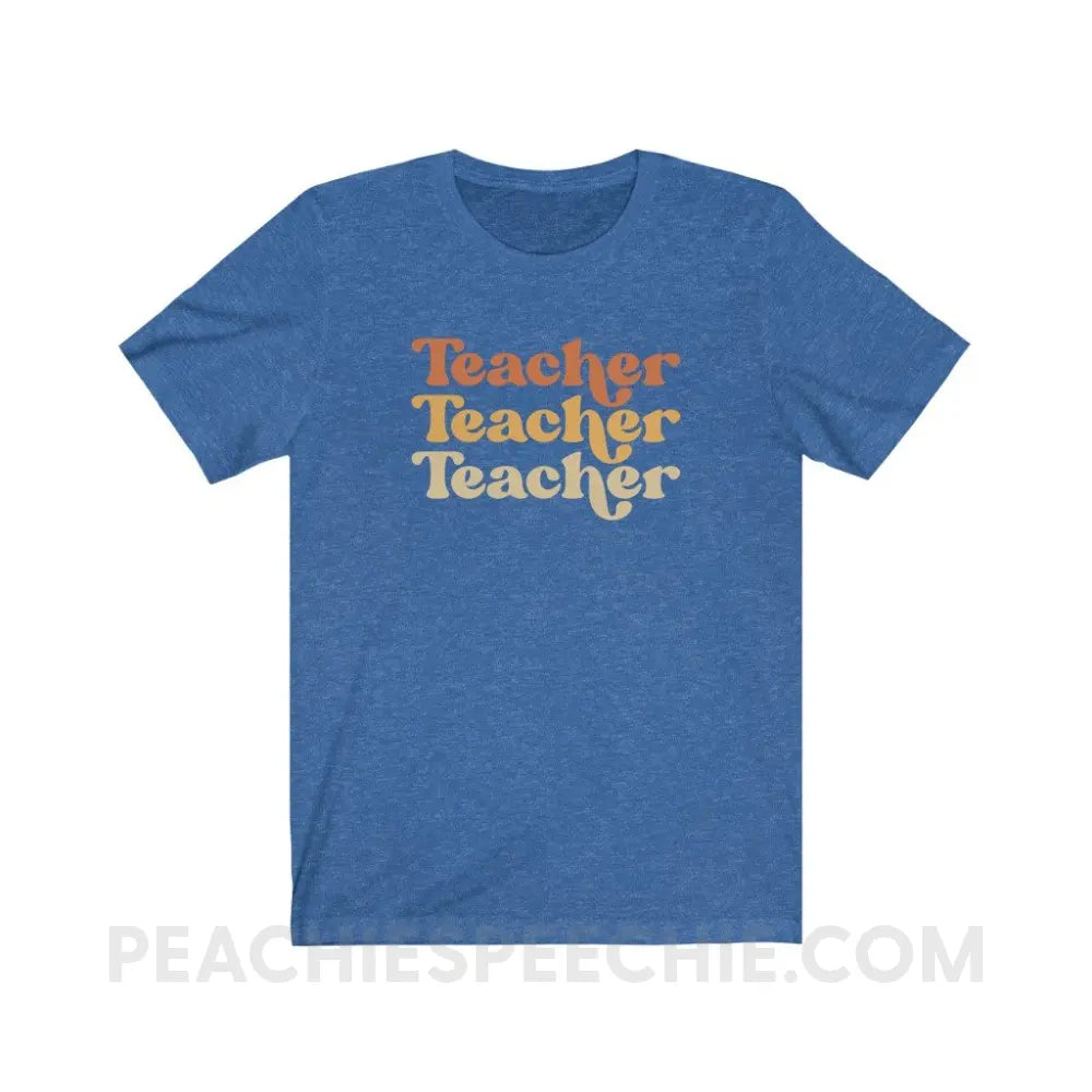 Earthy Teacher Premium Soft Tee - Heather True Royal / S - T-Shirt peachiespeechie.com
