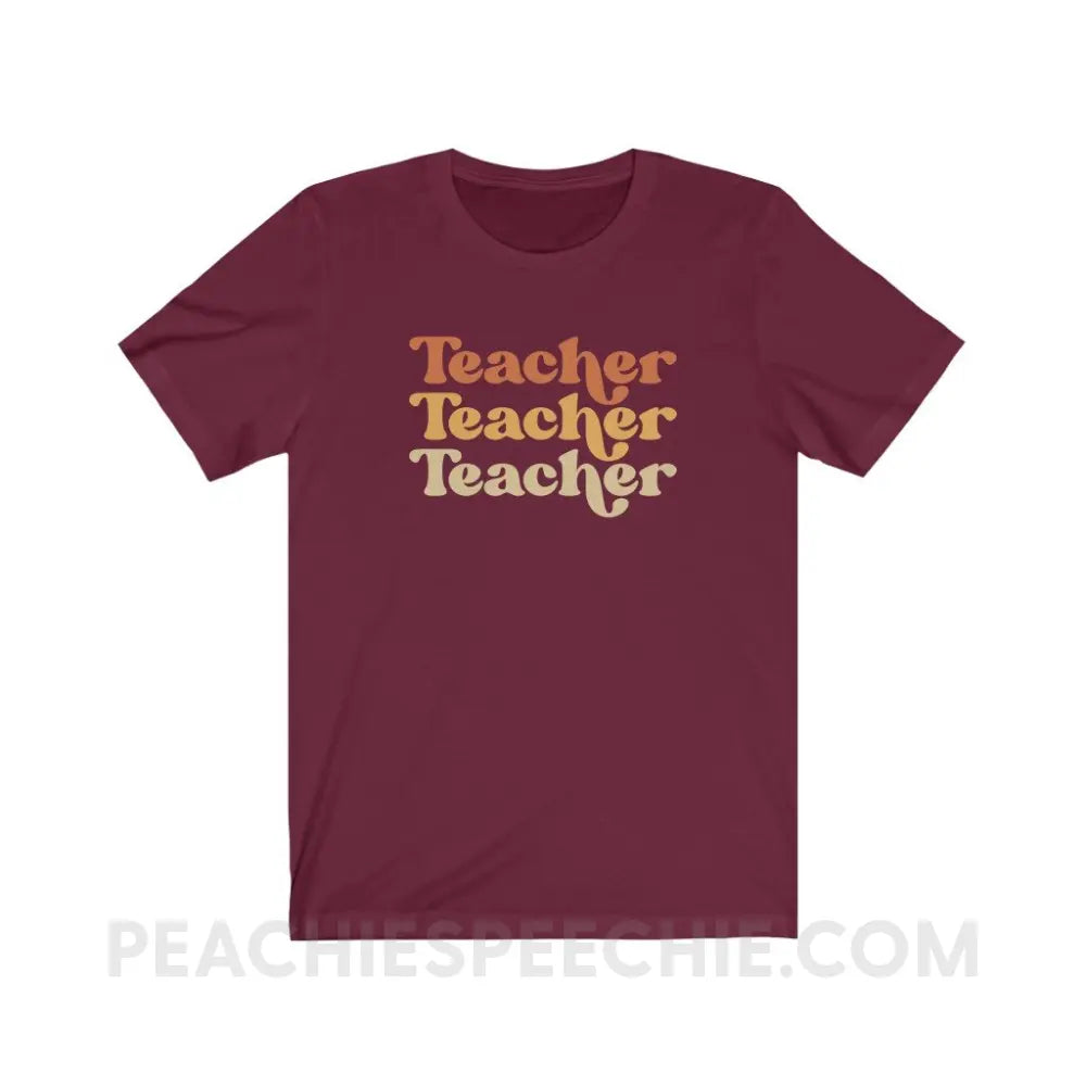 Earthy Teacher Premium Soft Tee - Maroon / S - T-Shirt peachiespeechie.com