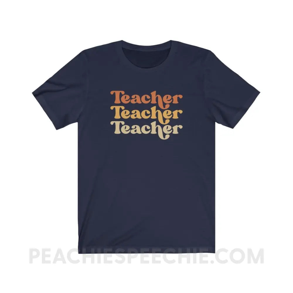 Earthy Teacher Premium Soft Tee - Navy / S - T-Shirt peachiespeechie.com