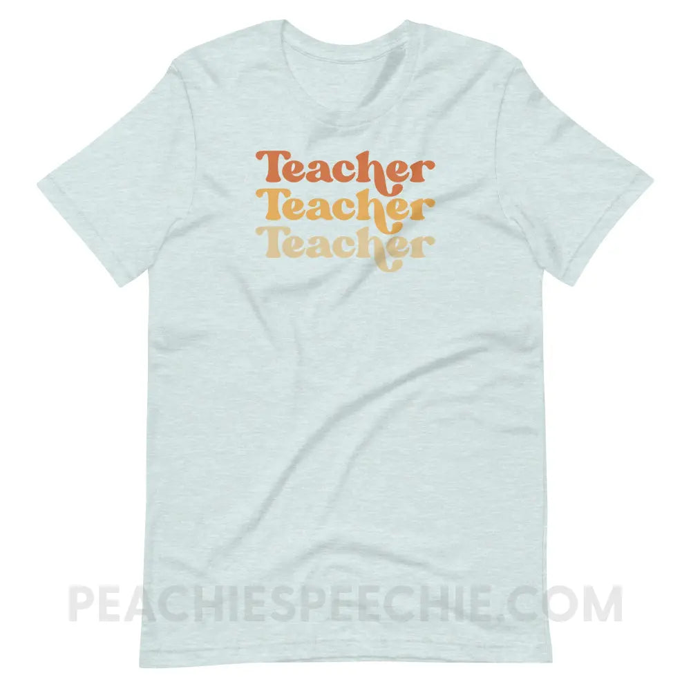 Earthy Teacher Premium Soft Tee - Heather Prism Ice Blue / S - T-Shirt peachiespeechie.com