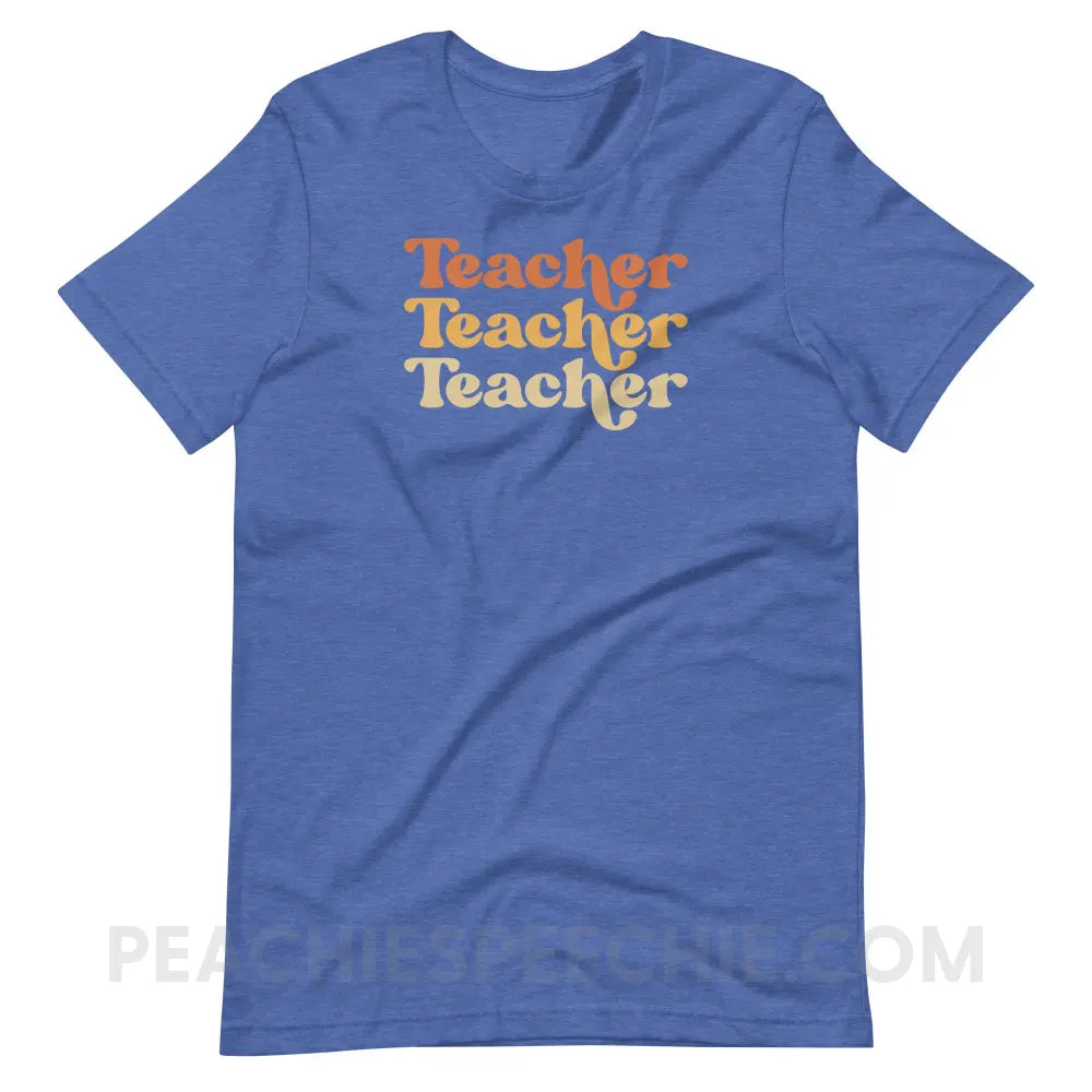 Earthy Teacher Premium Soft Tee - Heather True Royal / S - T-Shirt peachiespeechie.com