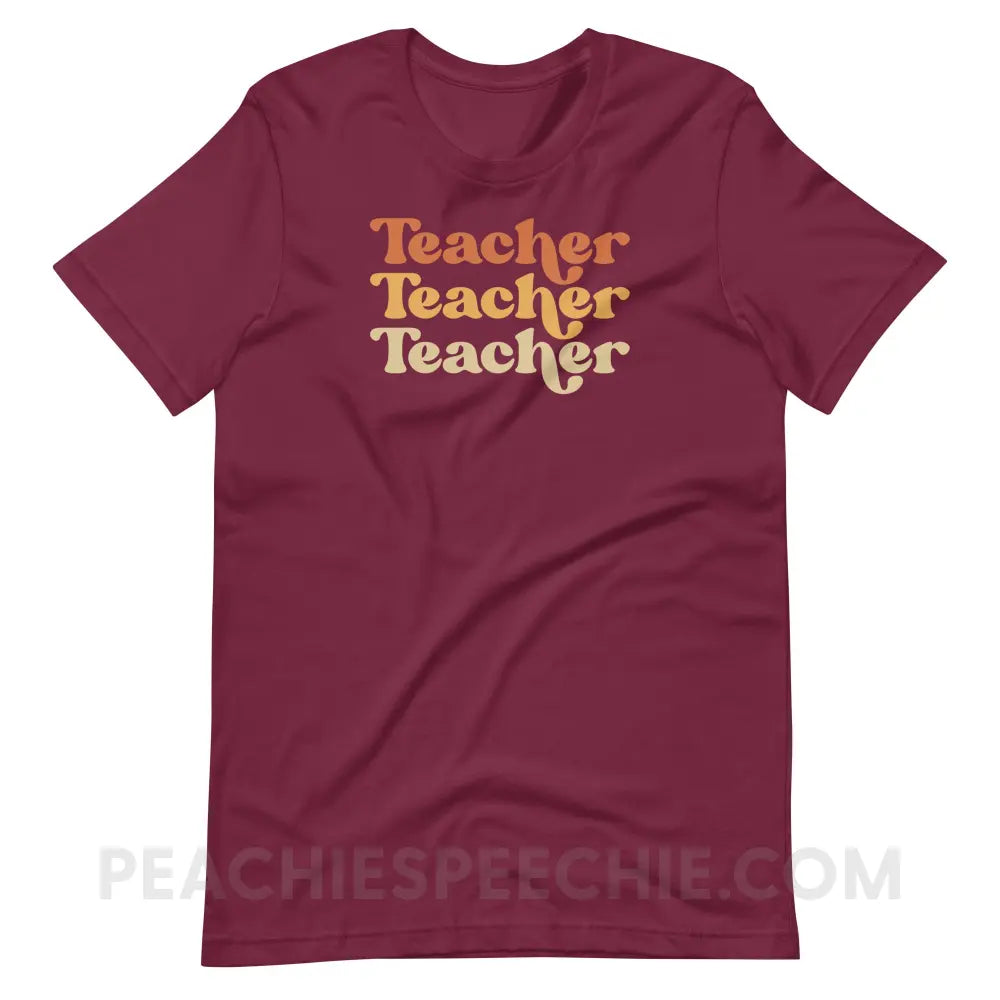 Earthy Teacher Premium Soft Tee - Maroon / S - T-Shirt peachiespeechie.com