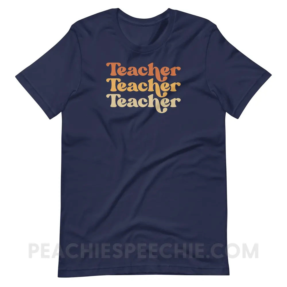 Earthy Teacher Premium Soft Tee - Navy / S - T-Shirt peachiespeechie.com