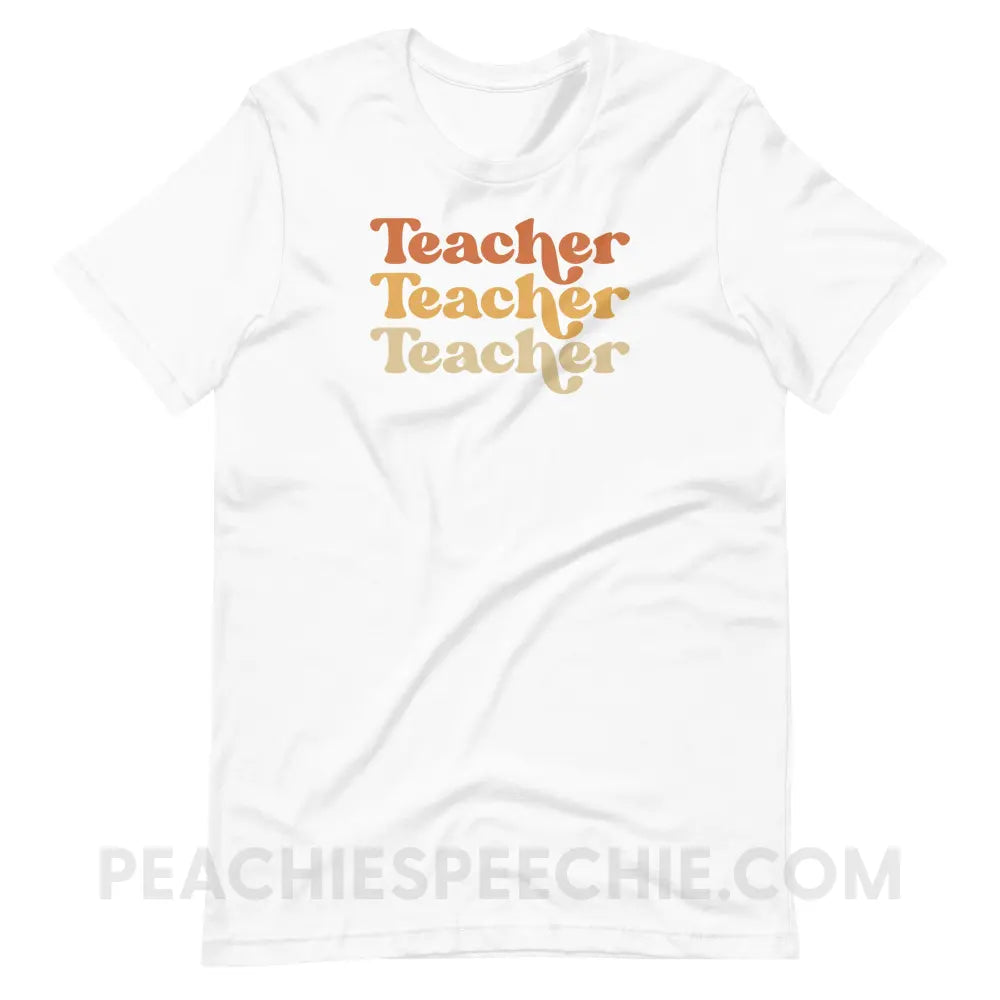 Earthy Teacher Premium Soft Tee - White / S - T-Shirt peachiespeechie.com