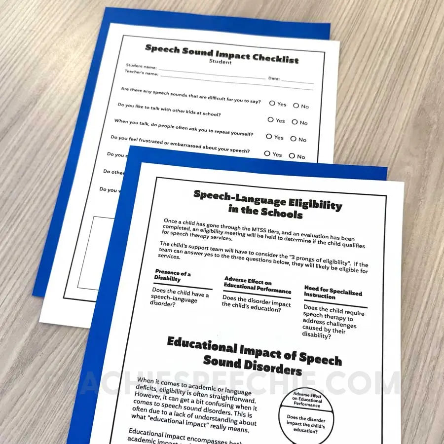 Educational Impact of Speech Sound Disorders - Materials peachiespeechie.com