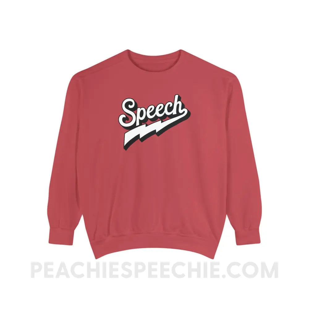 Electrifying Speech Comfort Colors Crewneck - Crimson / S - Sweatshirt peachiespeechie.com