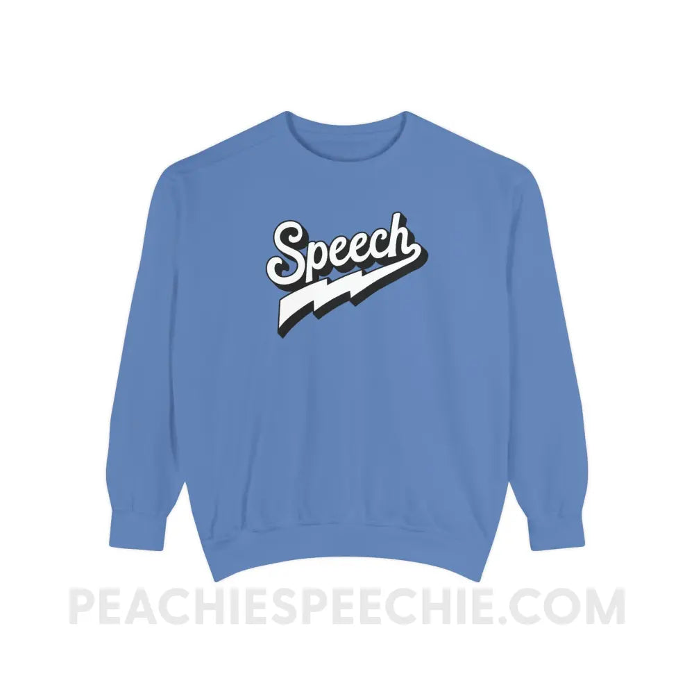 Electrifying Speech Comfort Colors Crewneck - Flo Blue / S - Sweatshirt peachiespeechie.com