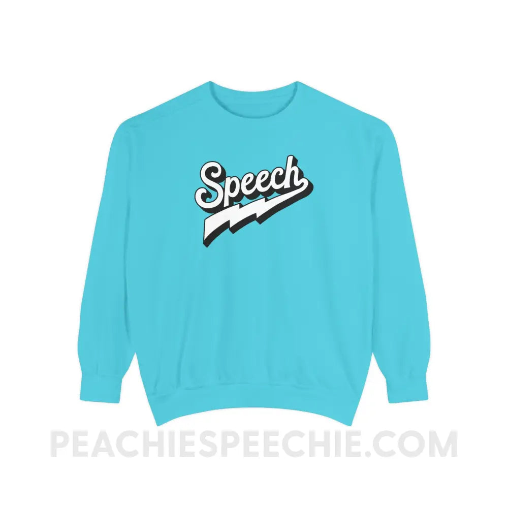 Electrifying Speech Comfort Colors Crewneck - Lagoon Blue / 3XL - Sweatshirt peachiespeechie.com