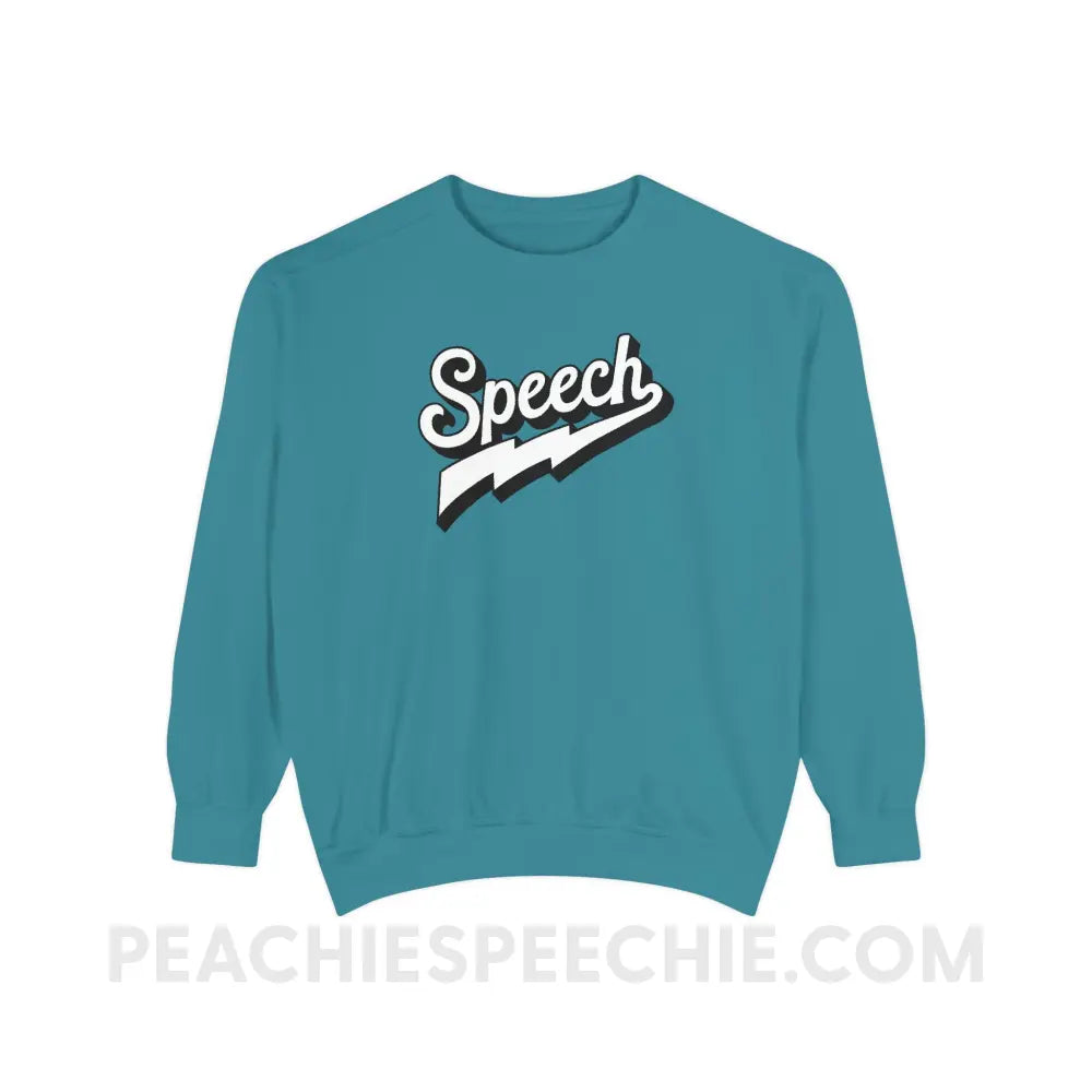 Electrifying Speech Comfort Colors Crewneck - Topaz Blue / S - Sweatshirt peachiespeechie.com