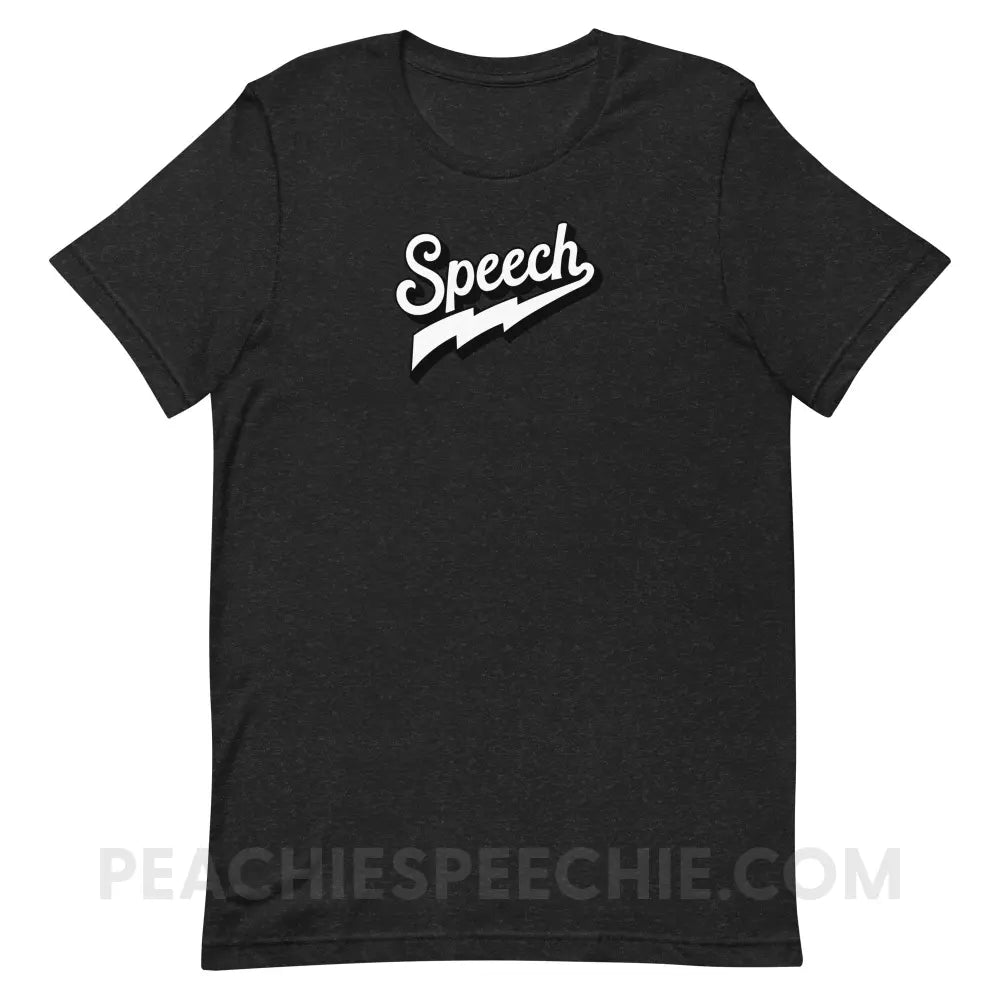 Electrifying Speech Premium Soft Tee - Black Heather / S - peachiespeechie.com