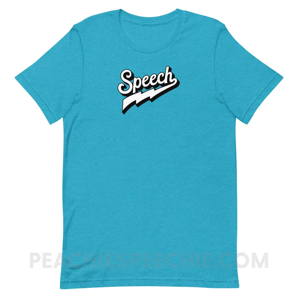 Electrifying Speech Premium Soft Tee - Heather Aqua / S - peachiespeechie.com