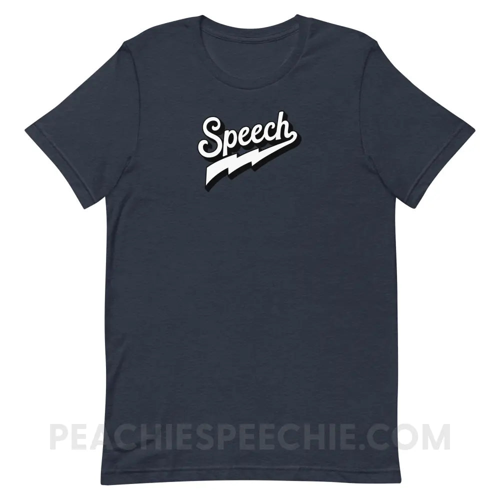 Electrifying Speech Premium Soft Tee - Heather Navy / S - peachiespeechie.com