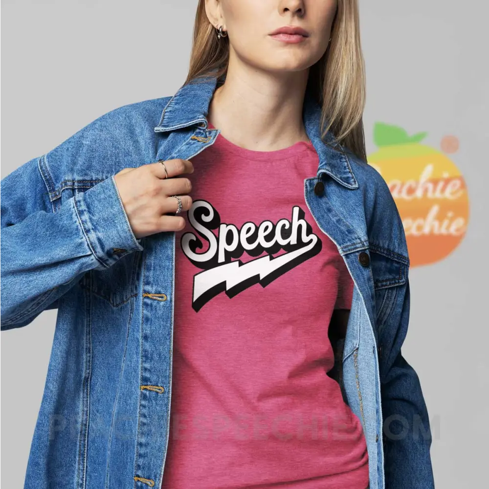 Electrifying Speech Premium Soft Tee - Heather Raspberry / S - peachiespeechie.com