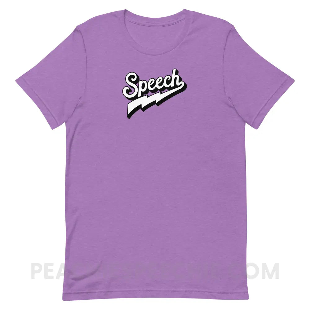 Electrifying Speech Premium Soft Tee - Heather Team Purple / S - peachiespeechie.com