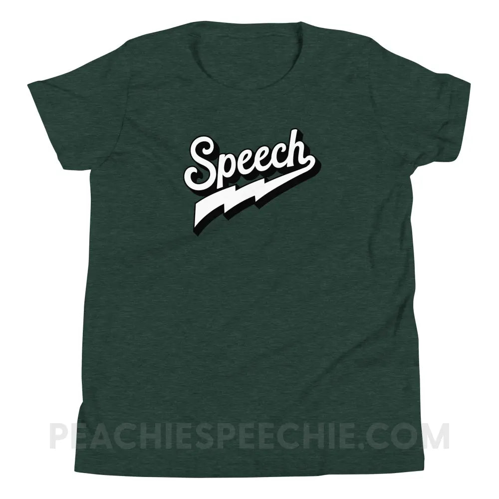 Electrifying Speech Premium Youth Tee - Heather Forest / S - peachiespeechie.com