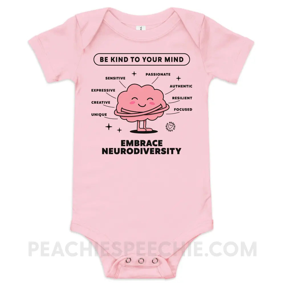 Embrace Neurodiversity Brain Baby Onesie - Pink / 3-6m peachiespeechie.com
