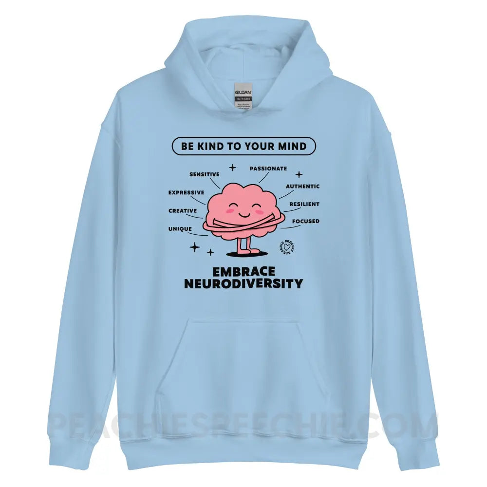 Embrace Neurodiversity Brain Classic Hoodie - Light Blue / S peachiespeechie.com