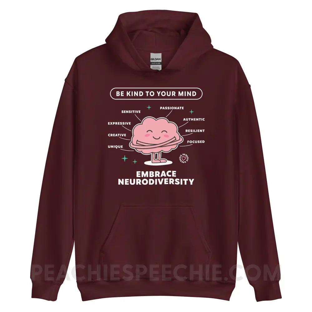 Embrace Neurodiversity Brain Classic Hoodie - Maroon / S peachiespeechie.com